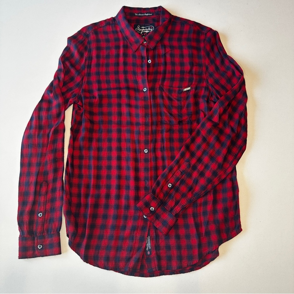 Superdry Women’s ‘Boyfriend’ Flannel Shirt - SUPER SOFT - Red/Navy Size S